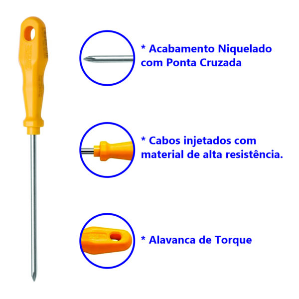 Chave de Fenda com Ponta Cruzada 1/4 da Tramontina