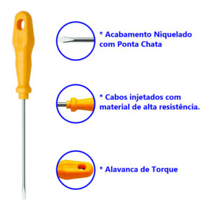 Chave de Fenda com Ponta Chata 1/4 da Tramontina