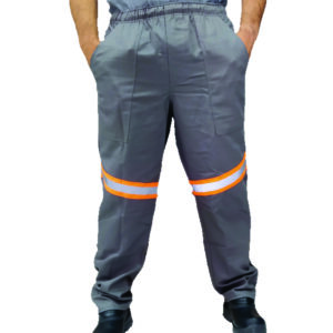 Calça em Brim Com Faixa Refletiva Cinza Fartex