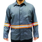 Camisa Brim Manga Longa Cinza Com Faixa Refletiva